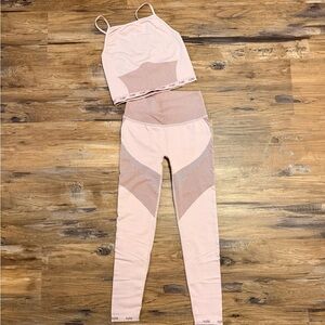 PUMA Light Pink Seamless Ribbed Active Set - Top & High-Waist Leggings